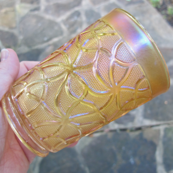 Antique Imperial Pastel Marigold Soda Gold Carnival Glass Tumbler