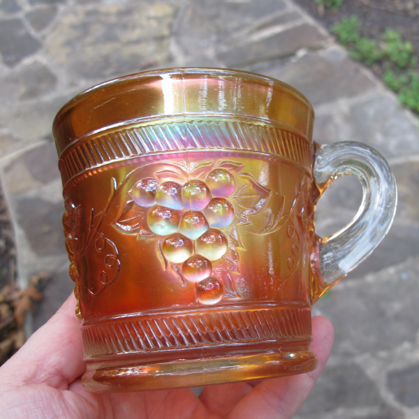 Antique Dugan Vintage Banded Marigold Carnival Glass Mug