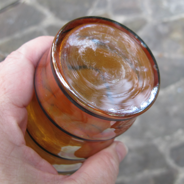 Antique Czech? Halloween Marigold Carnival Glass (Art Glass) Tumbler Rings