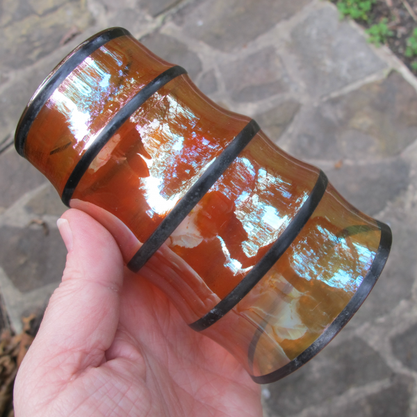 Antique Czech? Halloween Marigold Carnival Glass (Art Glass) Tumbler Rings