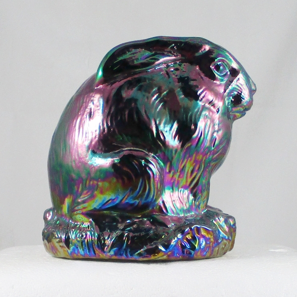 Fenton Amethyst Carnival Glass Rabbit #5174 CN Figurine / Paperweight Animal