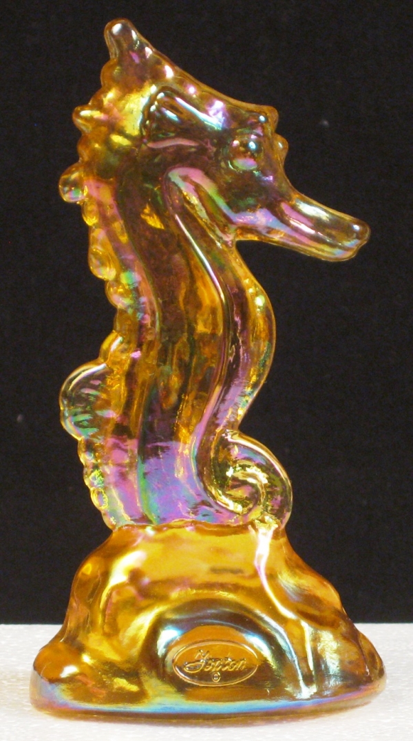 Fenton Autumn Gold Carnival Glass Seahorse #6538 AQ Figurine / Paperweight Animal