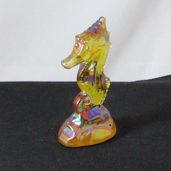 Fenton Autumn Gold Carnival Glass Seahorse #6538 AQ Figurine / Paperweight Animal