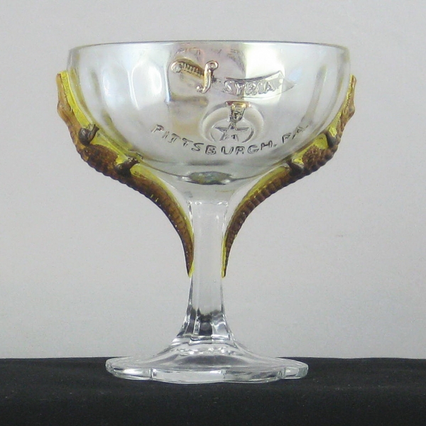 Antique Westmoreland Crystal Decorated Shriner's Carnival Glass Champagne New Orleans