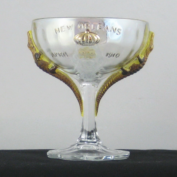 Antique Westmoreland Crystal Decorated Shriner's Carnival Glass Champagne New Orleans