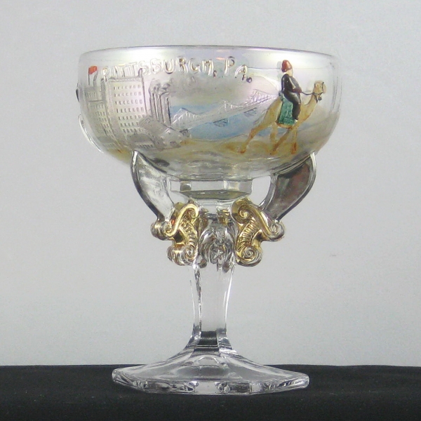 Antique Westmoreland Crystal Decorated Shriner's Carnival Glass Champagne Rochester, NY