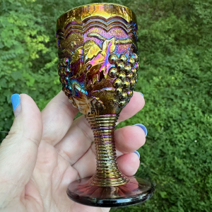 Antique Imperial Grape Lavender Light Amethyst Carnival Glass Wine Cordial