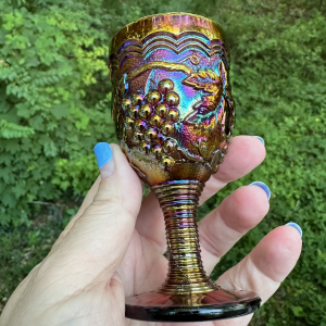 Antique Imperial Grape Lavender Light Amethyst Carnival Glass Wine Cordial