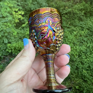 Antique Imperial Grape Lavender Light Amethyst Carnival Glass Wine Cordial