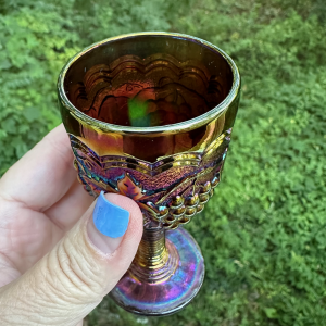 Antique Imperial Grape Lavender Light Amethyst Carnival Glass Wine Cordial