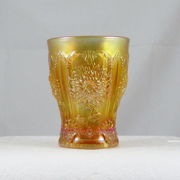 Antique Dugan Dahlia Marigold Carnival Glass Tumbler