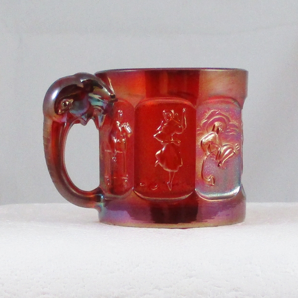 Imperial Ruby Red Storybook Nursery Rhyme Carnival Glass Mug