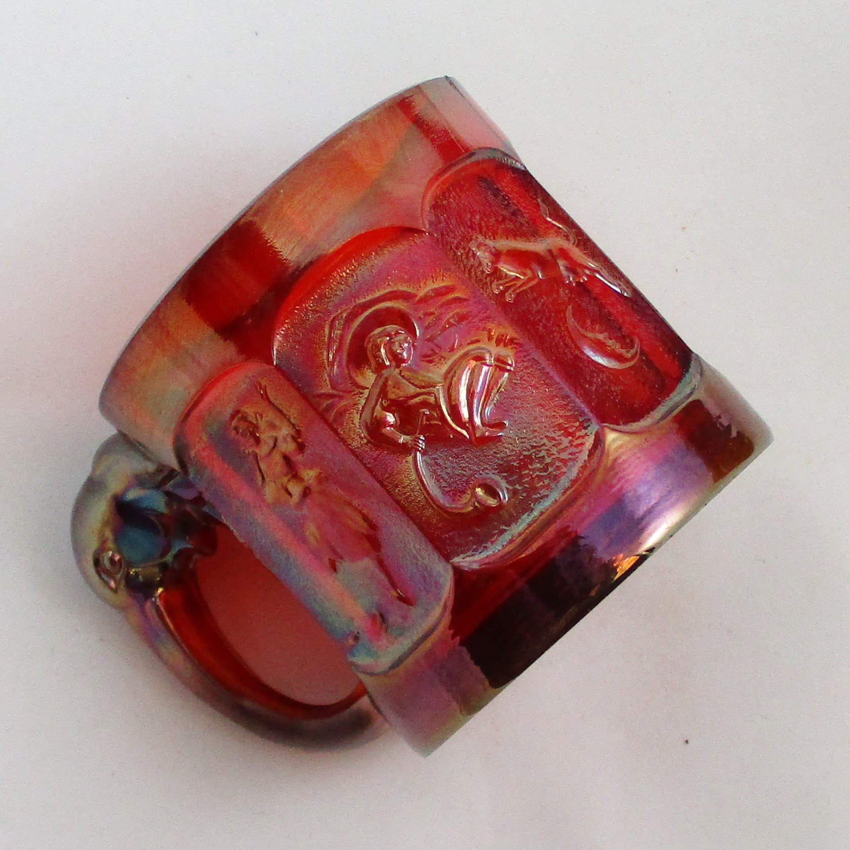 Imperial Ruby Red Storybook Nursery Rhyme Carnival Glass Mug Imperial Ruby Red Storybook Nursery Rhyme Carnival Glass Mug