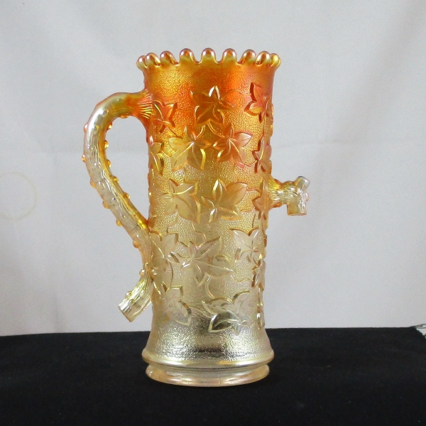 Antique Northwood Marigold Ivy Town Pump Carnival Glass Vase