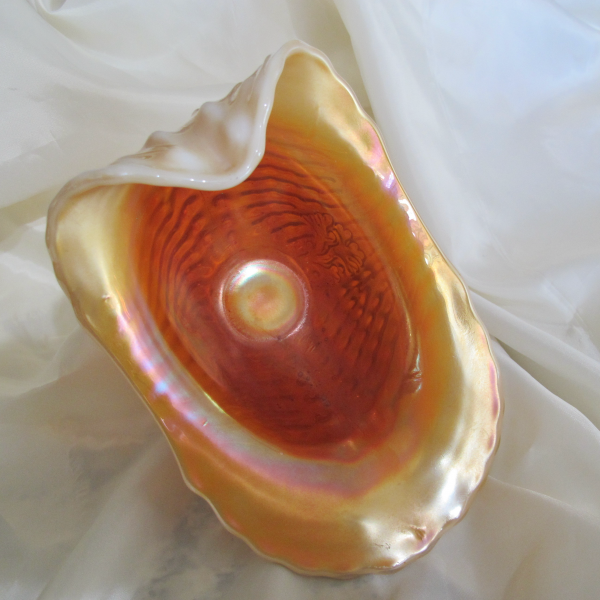Antique Dugan Peach Opal Nautilus Carnival Glass Gravy or Creamer