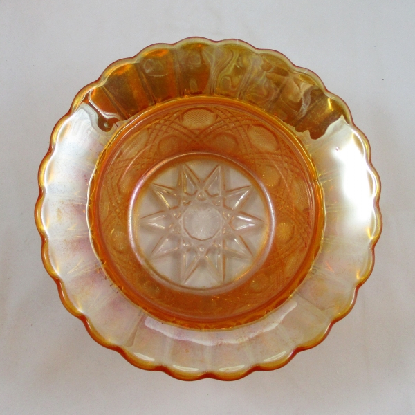 Antique Brockwitz Marigold Tartan Carnival Glass Spittoon
