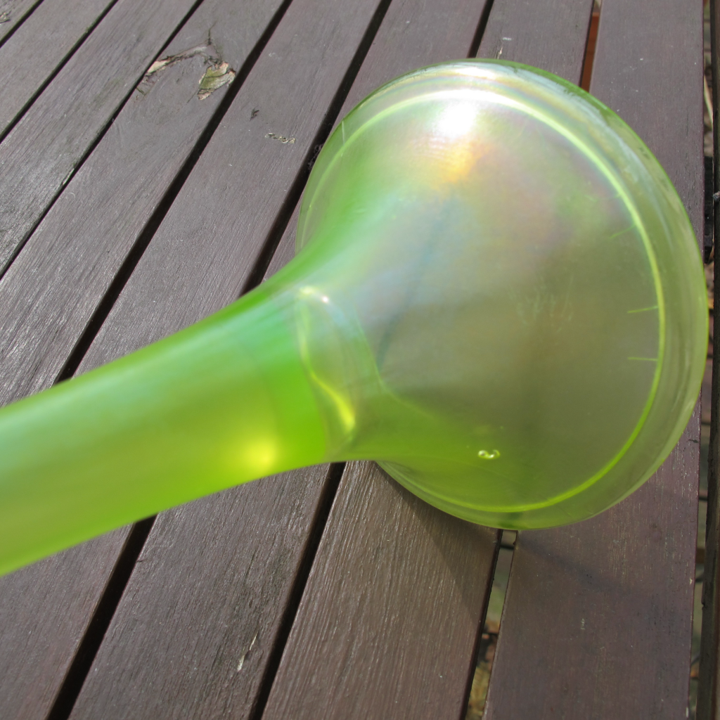 Antique Northwood Vaseline Trumpet 719 Carnival Glass Stretch