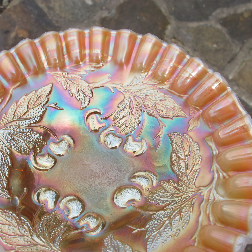 antique-dugan-cherries-peach-opal-carnival-glass-cre-plate-carnival-glass