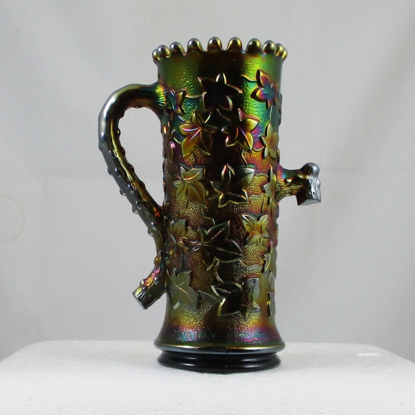 Antique Northwood Amethyst Ivy Town Pump Carnival Glass Vase