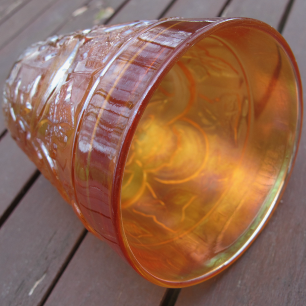 Antique Millersburg Morning Glory Marigold Carnival Glass Tumbler RARE COLOR!