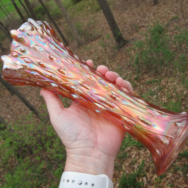 Antique Northwood Marigold Tree Trunk Carnival Glass Vase
