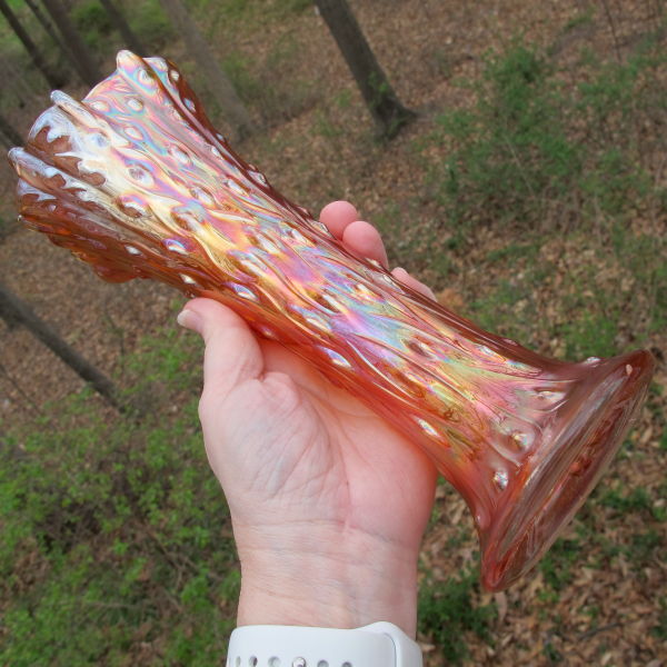 Antique Northwood Marigold Tree Trunk Carnival Glass Vase