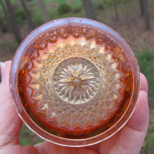 Antique Imperial Star Medallion Marigold Carnival Glass Tumbler