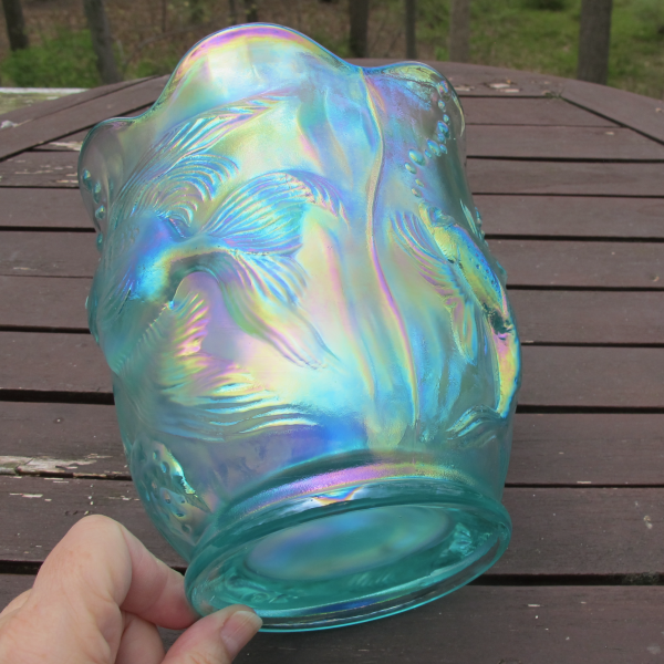 Fenton Ice Blue Atlantis Carnival Glass Vase