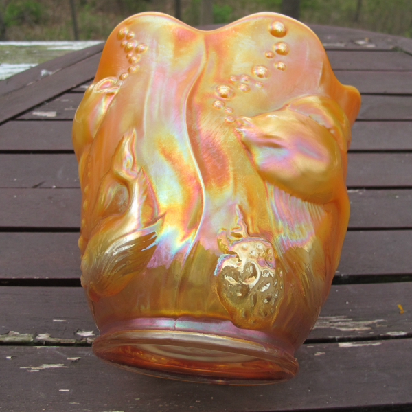 Fenton Peach Opal Atlantis Carnival Glass Vase