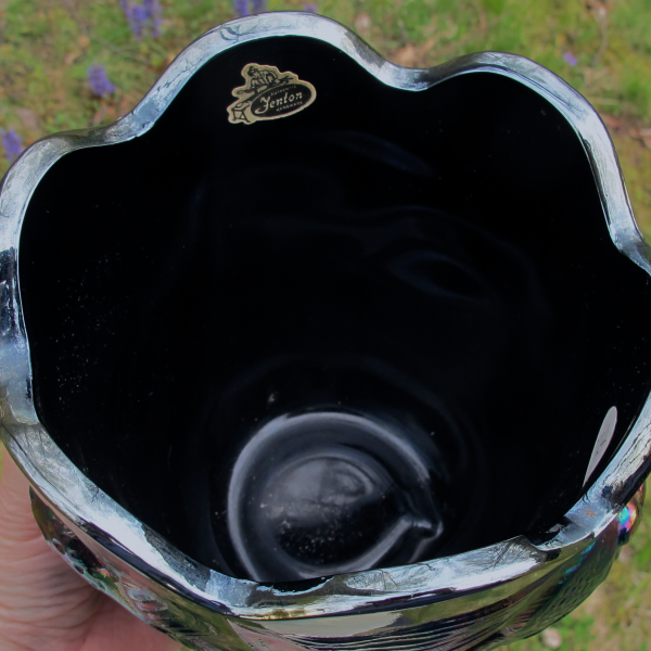 Fenton Black Amethyst Atlantis Carnival Glass Vase