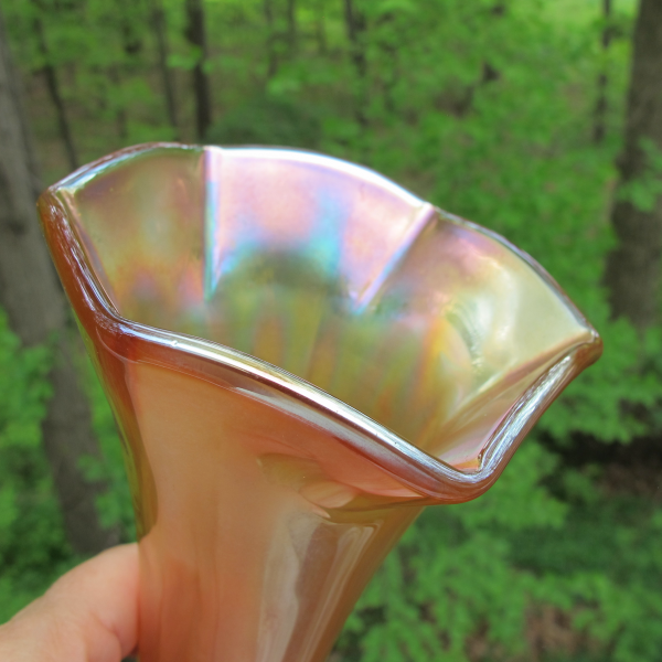 Antique Dugan Marigold Optic Carnival Glass Vase