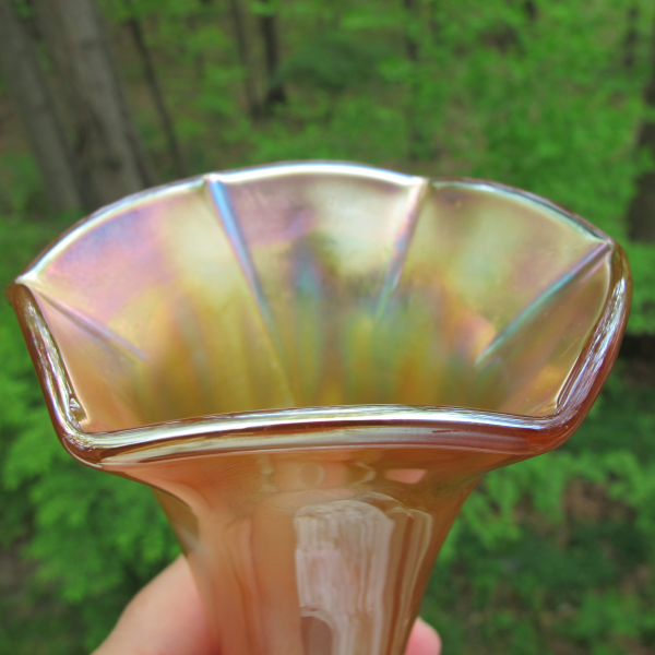 Antique Dugan Marigold Optic Carnival Glass Vase