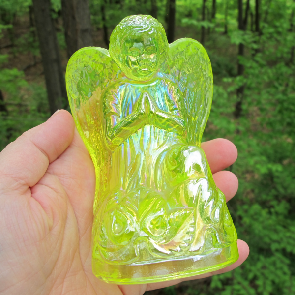 Boyd Vaseline Carnival Art Glass Angel Figurine