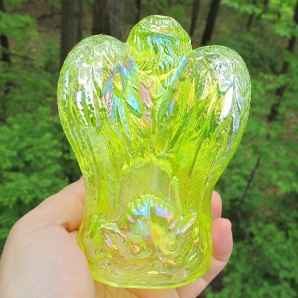 Boyd Vaseline Carnival Art Glass Angel Figurine