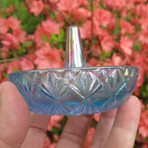 Fenton Azure Blue Carnival Glass Ring Holder