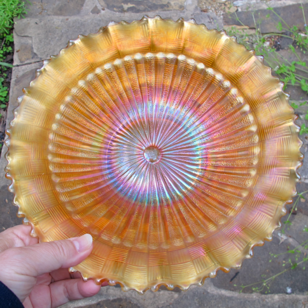 Antique Northwood Stippled Rays Marigold Carnival Glass PCE Bowl
