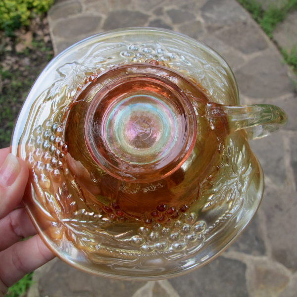Antique Northwood Grape & Cable Marigold Carnival Glass Pin Dish Tray Whimsey