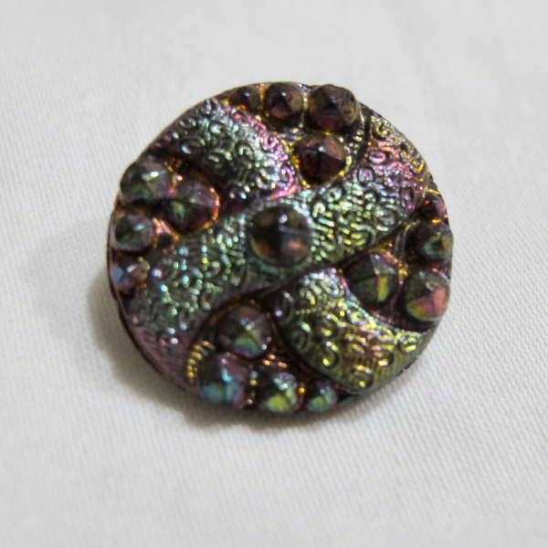 Antique Black Amethyst Carnival Glass Button Iridescent Luster –  Ribbon Cross #993