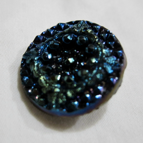 Antique Black Amethyst Carnival Glass Button Iridescent Luster – Elegant Beads