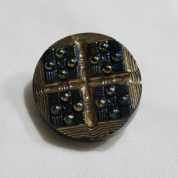 Antique Black Amethyst Carnival Glass Button Iridescent Luster –  Divisions #1015