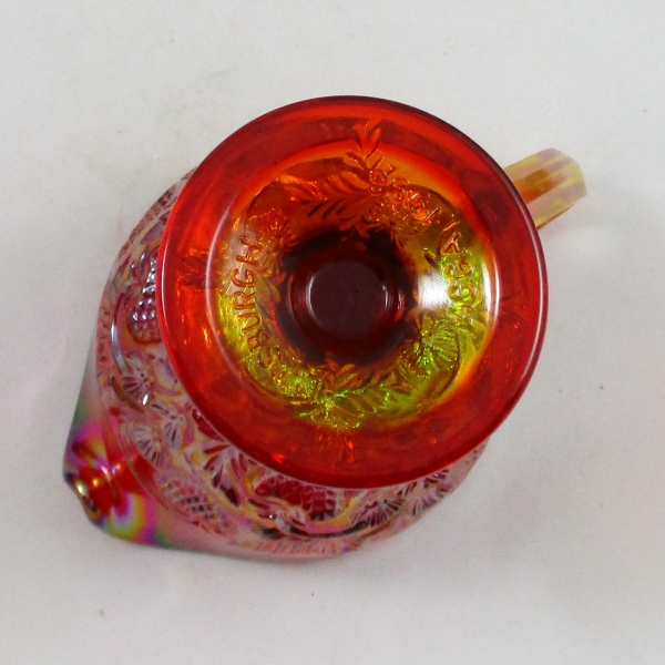 Fenton Red Inverted Strawberry Carnival Glass Cream & Sugar Set for ACGA