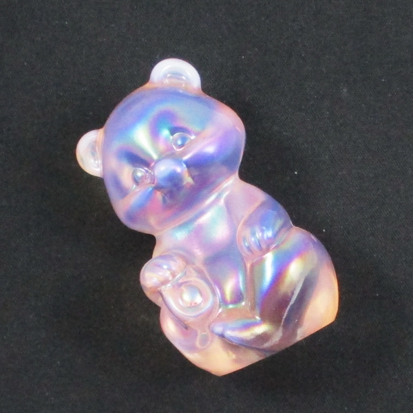 Fenton Pink Opalescent Carnival Glass BEAR #5151 Figurine / Paperweight Animal