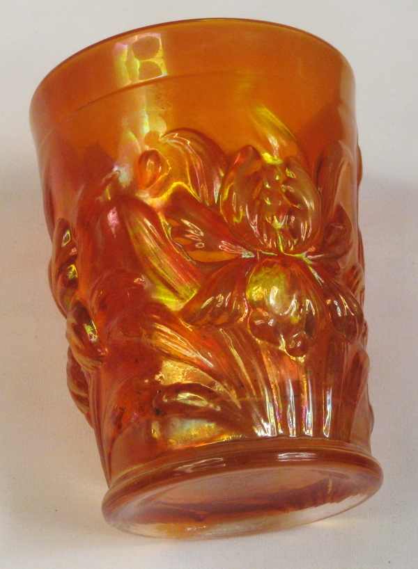 Fenton Marigold Opal Heavy Iris Carnival Glass Tumbler