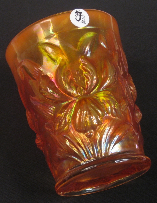 Fenton Marigold Opal Heavy Iris Carnival Glass Tumbler