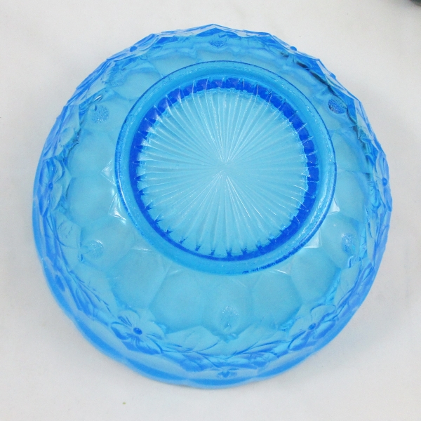 Antique Fenton Blue Opal Honeycomb and Clover Glass Bowl