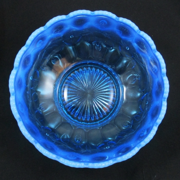 Antique Fenton Blue Opal Honeycomb and Clover Glass Bowl