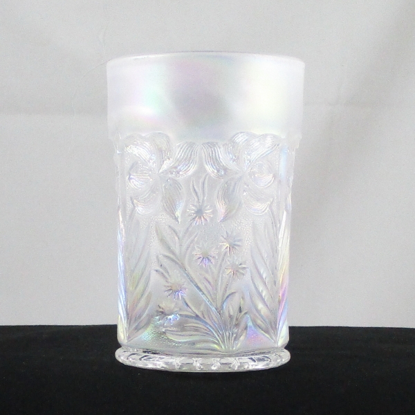 Levay by Imperial Tiger Lily Ice White Carnival Glass Tumbler