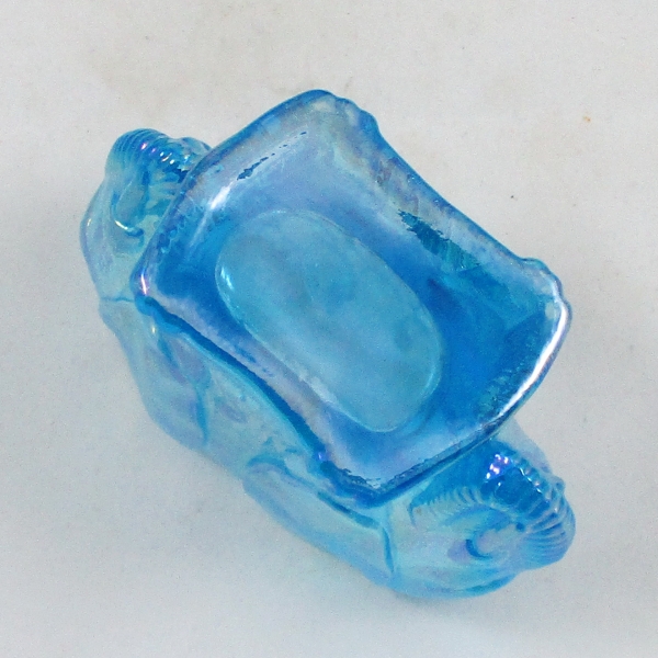 Summit Ice Blue Opal Double Elephant Head Carnival Glass Toothpick Holder