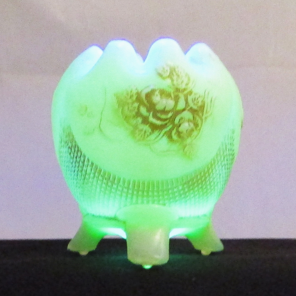 Antique Northwood Finecut & Roses Nutmeg Stain Vaseline Custard Glass