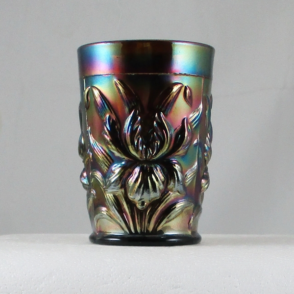 Antique Dugan Amethyst Heavy Iris Carnival Glass Tumbler